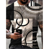 3D Graphic Prints Circle Art Design Men's T-Shirt Short Sleeve Tops