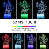 3D Illusion Night Light 7-Color Changing Raven Pattern Lamp