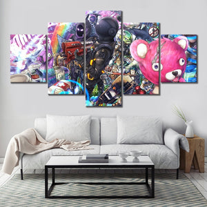 5 Piece Fortnight Battle Royale Game Poster Wall Art