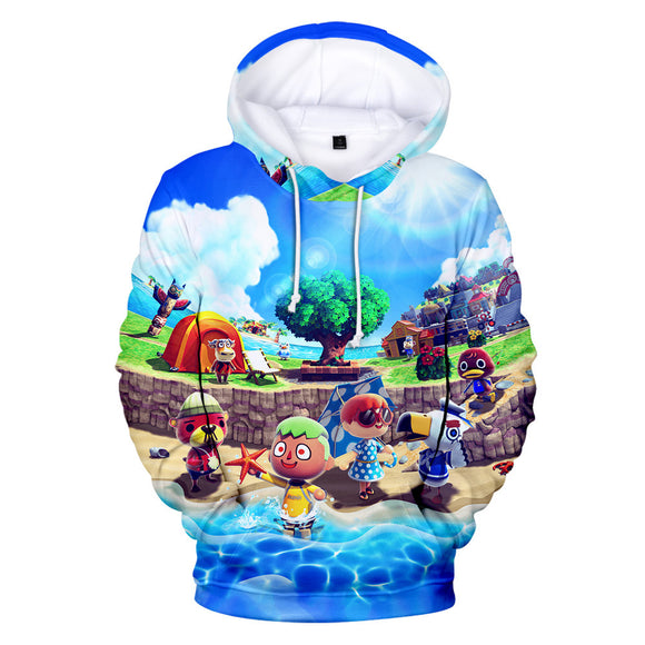 Blue Animal Crossing Cosplay Jumper Hoodie Long Sleeve for Kids Youth Adult