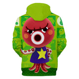 Green Animal Crossing Amiibo Octavian Cosplay Jumper Hoodie Long Sleeve for Kids Youth Adult