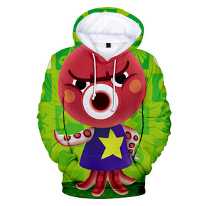 Green Animal Crossing Amiibo Octavian Cosplay Jumper Hoodie Long Sleeve for Kids Youth Adult