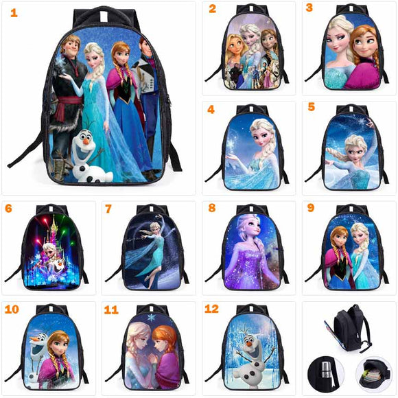 Black Cartoon Disney Frozen Backpack School Bag for Girls Kids Studients
