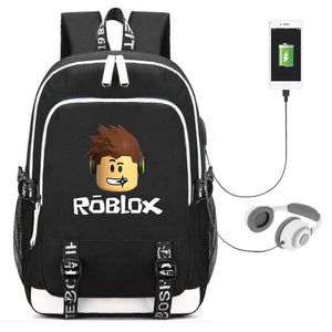 Black Game Roblox Backpack School Bags with USB Port