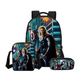 3 Packs Movie The Avengers Casual Backpack + Shoulder Bag + Pencil Bag