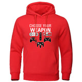 Funny Humor Print Hoodie Choose Your Weapon Hooded Sweatshirt