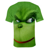 Christmas Cartoon The Grinch Casual Sports 3D Graphic T-shirts Summer Tees for Kids Alduts
