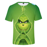 Christmas Cartoon The Grinch Casual Sports 3D Graphic T-shirts Summer Tees for Kids Alduts