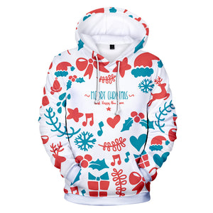 Christmas Casual Hoodies Sports Xmas 3D Graphic Streetwear Tracksuit Jumper for Kids Adults