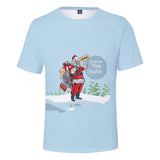 Christmas Casual T-shirts Sports Xmas 3D Graphic Summer Top Tees for Kids Alduts