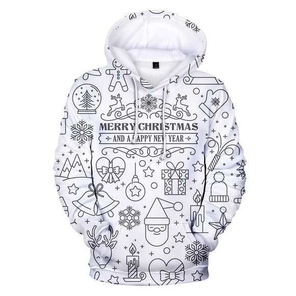 Christmas Casual Hoodies Sports Xmas 3D Graphic Streetwear Tracksuit Jumper for Kids Adults