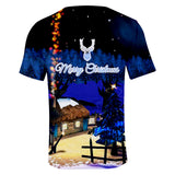 Christmas Casual T-shirts Sports Xmas 3D Graphic Summer Top Tees for Kids Alduts