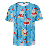 Christmas Casual T-shirts Sports Xmas 3D Graphic Summer Top Tees for Kids Alduts