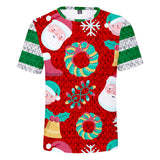 Christmas Casual T-shirts Sports Xmas 3D Graphic Summer Top Tees for Kids Alduts