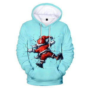 Christmas Santa Claus Casual Hoodies Sports Xmas 3D Graphic Streetwear Tracksuit Jumper for Kids Adults