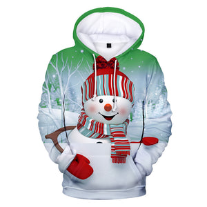 Christmas Snowman Casual Hoodies Sports Xmas 3D Graphic Streetwear Tracksuit Jumper for Kids Adults