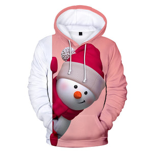 Christmas Snowman Casual Hoodies Sports Xmas 3D Graphic Streetwear Tracksuit Jumper for Kids Adults