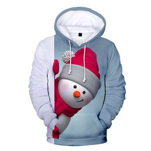 Christmas Snowman Casual Hoodies Sports Xmas 3D Graphic Streetwear Tracksuit Jumper for Kids Adults