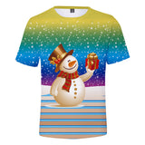 Christmas T-shirts Sports Xmas Gift Snowman 3D Graphic Summer Top Tees for Kids Alduts