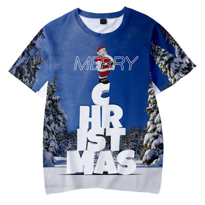 Christmas T-shirts Sports Xmas Gift Snowman 3D Graphic Summer Top Tees for Kids Adults