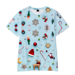 Christmas T-shirts Sports Xmas Gift Snowman 3D Graphic Summer Top Tees for Kids Adults