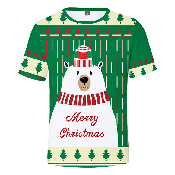 Christmas T-shirts Sports Xmas Gift Snowman 3D Graphic Summer Top Tees for Kids Adults