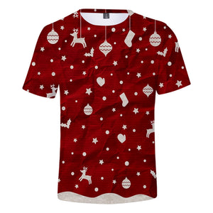 Christmas T-shirts Sports Xmas Gift Snowman 3D Graphic Summer Top Tees for Kids Adults