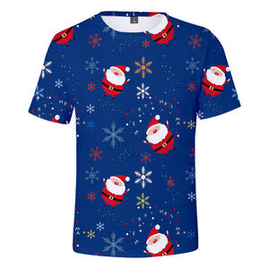 Christmas T-shirts Sports Xmas Gift Snowman 3D Graphic Summer Top Tees for Kids Adults