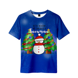 Christmas T-shirts Sports Xmas Gift Snowman 3D Graphic Summer Top Tees for Kids Adults