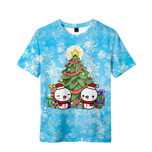 Christmas T-shirts Sports Xmas Gift Snowman 3D Graphic Summer Top Tees for Kids Adults