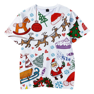 Christmas T-shirts Sports Xmas Gift Snowman 3D Graphic Summer Top Tees for Kids Adults