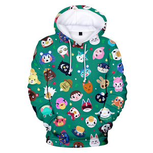 Light Blue Animal Crossing Amiibo 3D Print Cosplay Long Sleeve Jumper Hoodie for Kids Youth Adult