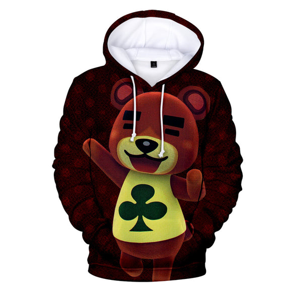 Brown Animal Crossing Amiibo Teddy Bear Cosplay Long Sleeve Jumper Hoodie for Kids Youth Adult