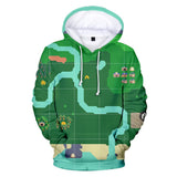 Green Animal Crossing Map Cosplay Long Sleeve Jumper Hoodie for Kids Youth Adult