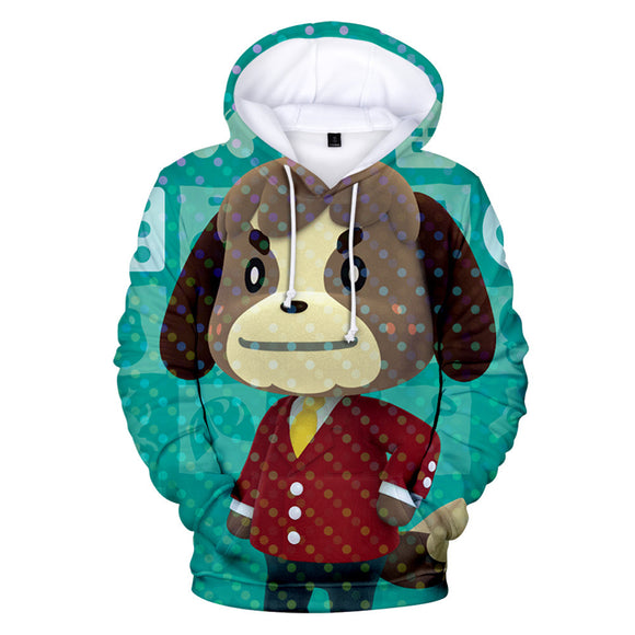 Blue Animal Crossing Amiibo Digby Cosplay Long Sleeve Jumper Hoodie for Kids Youth Adult