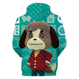 Blue Animal Crossing Amiibo Digby Cosplay Long Sleeve Jumper Hoodie for Kids Youth Adult