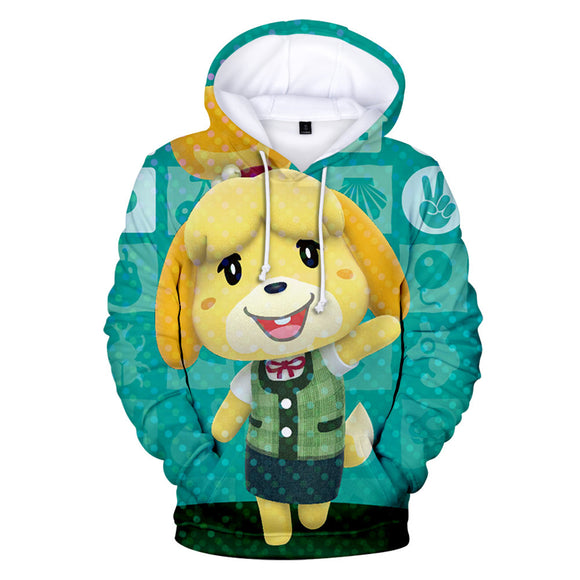 Blue Animal Crossing Amiibo Isabelle Cosplay Long Sleeve Jumper Hoodie for Kids Youth Adult