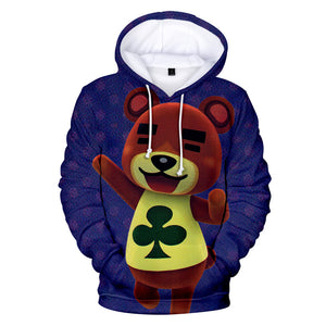 Dark Blue Animal Crossing Amiibo Teddy Cosplay Long Sleeve Jumper Hoodie for Kids Youth Adult