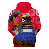 Red Animal Crossing Amiibo Resetti Cosplay Jumper Hoodie Long Sleeve for Kids Youth Adult