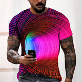 3D Graphic Prints Colorful Tunnel Design Men's T-Shirt Short Sleeve Tops