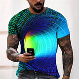 3D Graphic Prints Colorful Tunnel Design Men's T-Shirt Short Sleeve Tops