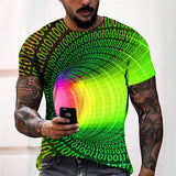 3D Graphic Prints Colorful Tunnel Design Men's T-Shirt Short Sleeve Tops