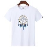 Fashion Summer Short Sleeve Cotton Casual T-shirt Feather Ring Print