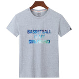 Funny Letter Basketball Is My Girl Friend Short Sleeve Cotton Casual T-shirt