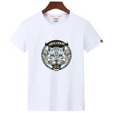 Funny Letter Arnuodon Tiger Print Short Sleeve Cotton Casual T-shirt