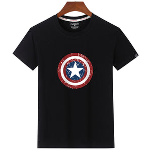 Summer Captain America Print Short Sleeve Cotton Casual T-shirt