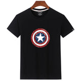Summer Captain America Print Short Sleeve Cotton Casual T-shirt
