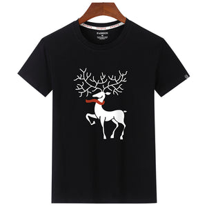 Fashion Summer Casual Cotton Tee Plain T-shirt Animal Deers Print