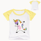 Summer Cotton Kids T-shirts Cartoon Unicorn Short Sleeve Casual Plain Color Tees