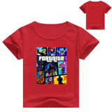 Summer Cotton Kids T-shirts Game Fortnite Short Sleeve Casual Plain Color Top Tees